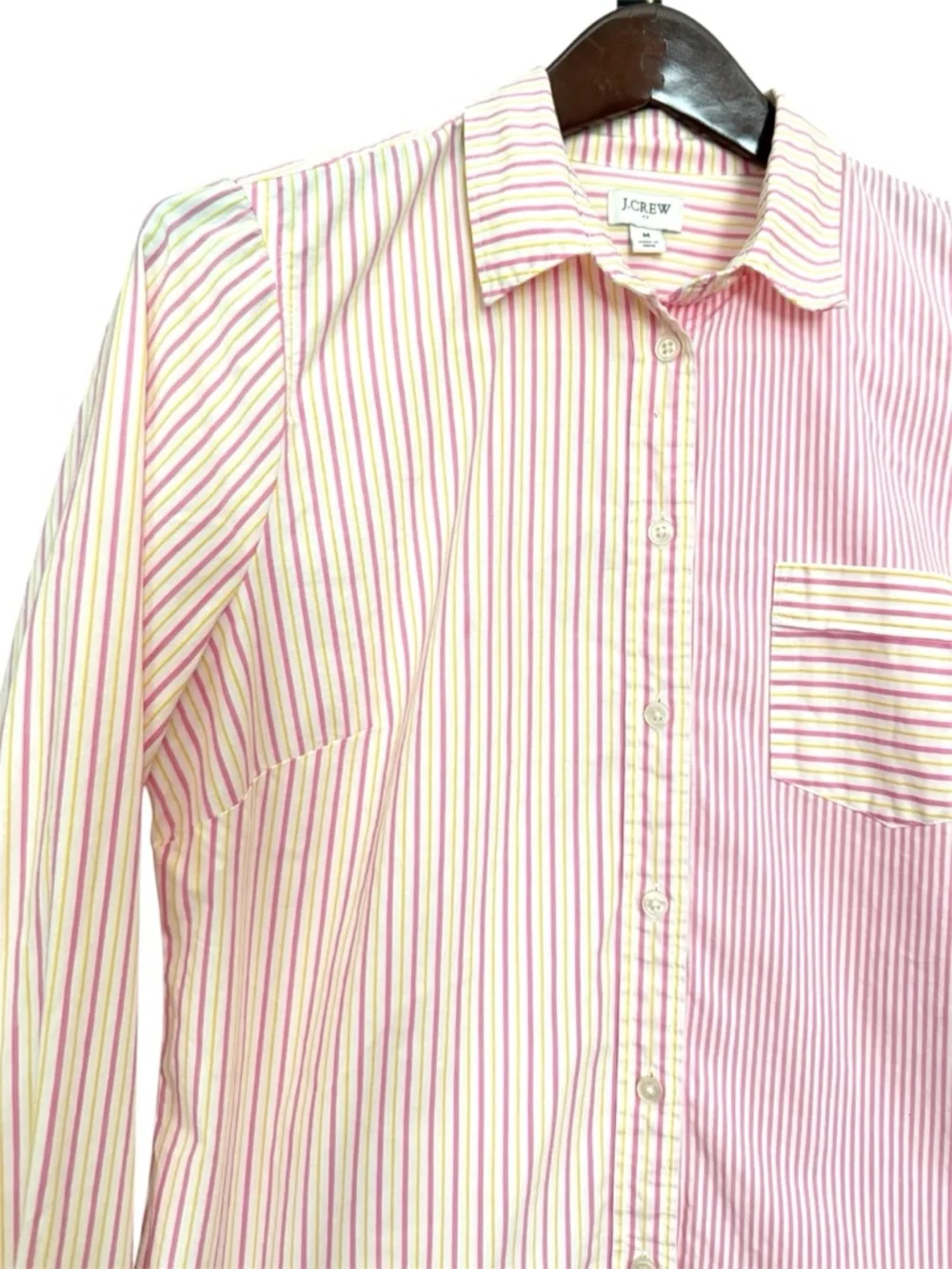 J. Crew Long Sleeve Striped Button Down Shirt Pink Yellow Women’s Medium